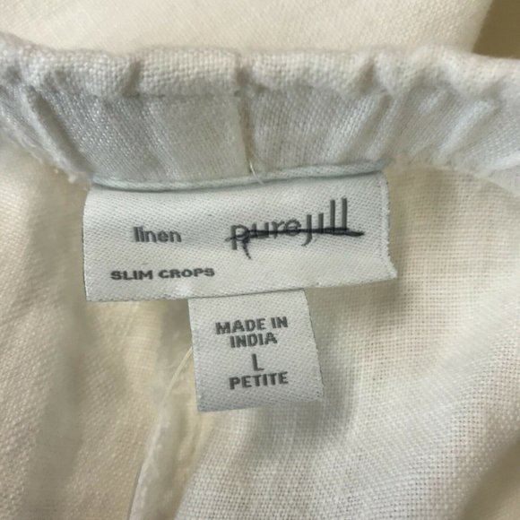 Pure Jill Womens High Rise Flat Front Linen White Slim Cropped Pant Sz LP Petite - Picture 4 of 8